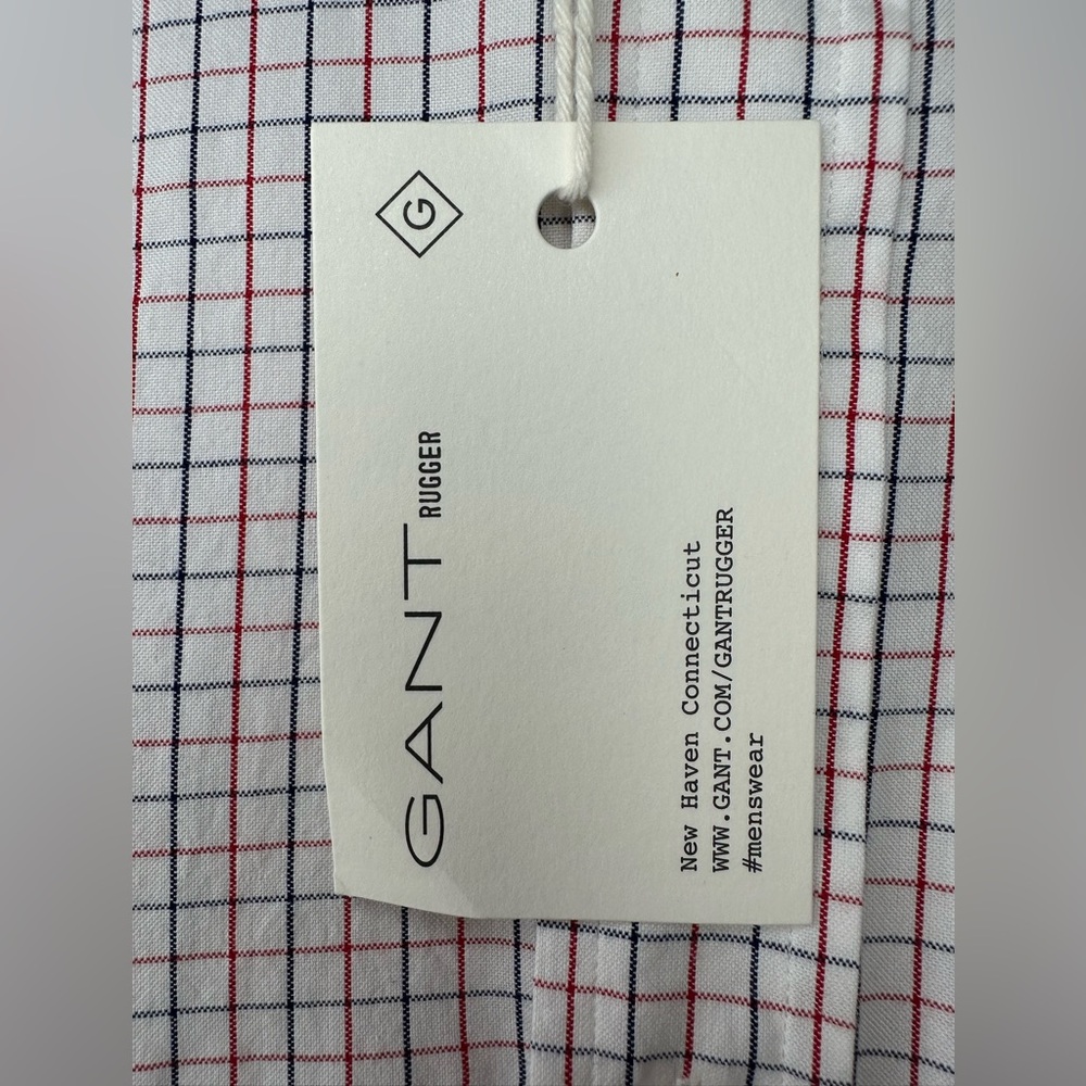 GANT Barney’s NY Rugger The Hugger Dreamy Oxford Tattersall HOBD Red NOS Shirt - Picture 9 of 15